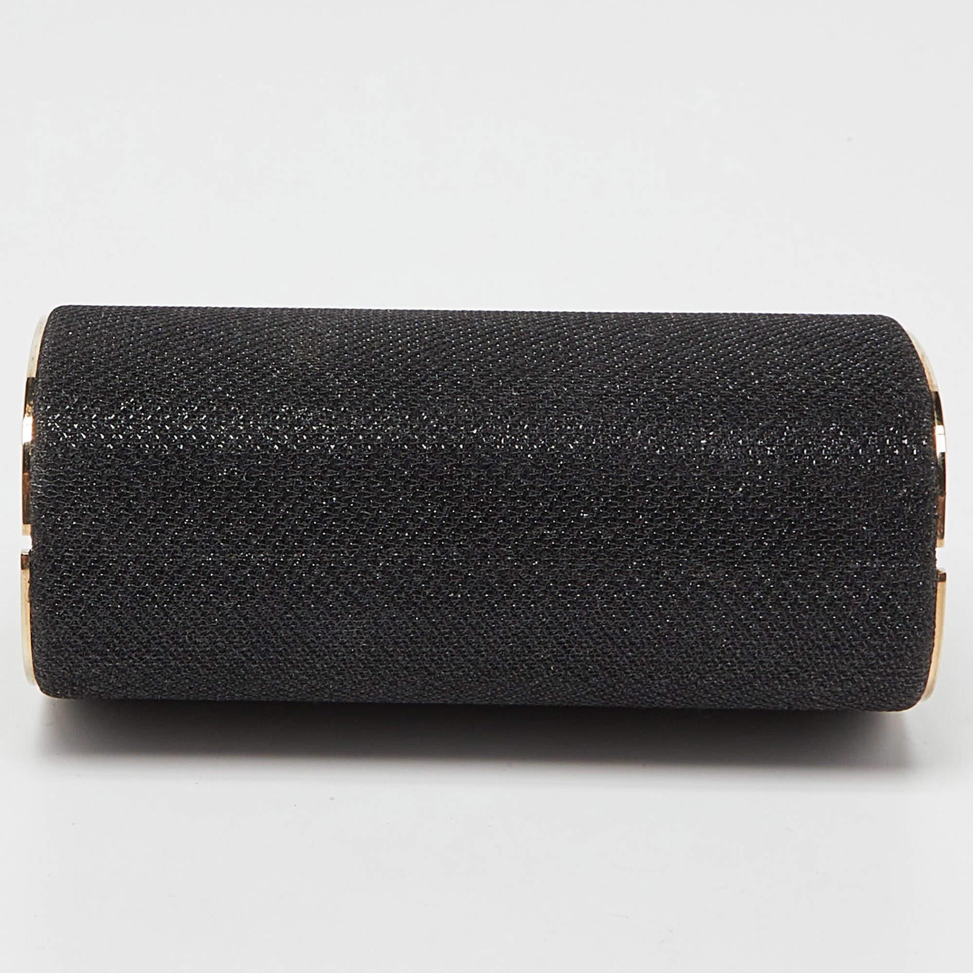 Jimmy Choo - Pochette con cornice in tessuto lurex nero in vendita 1