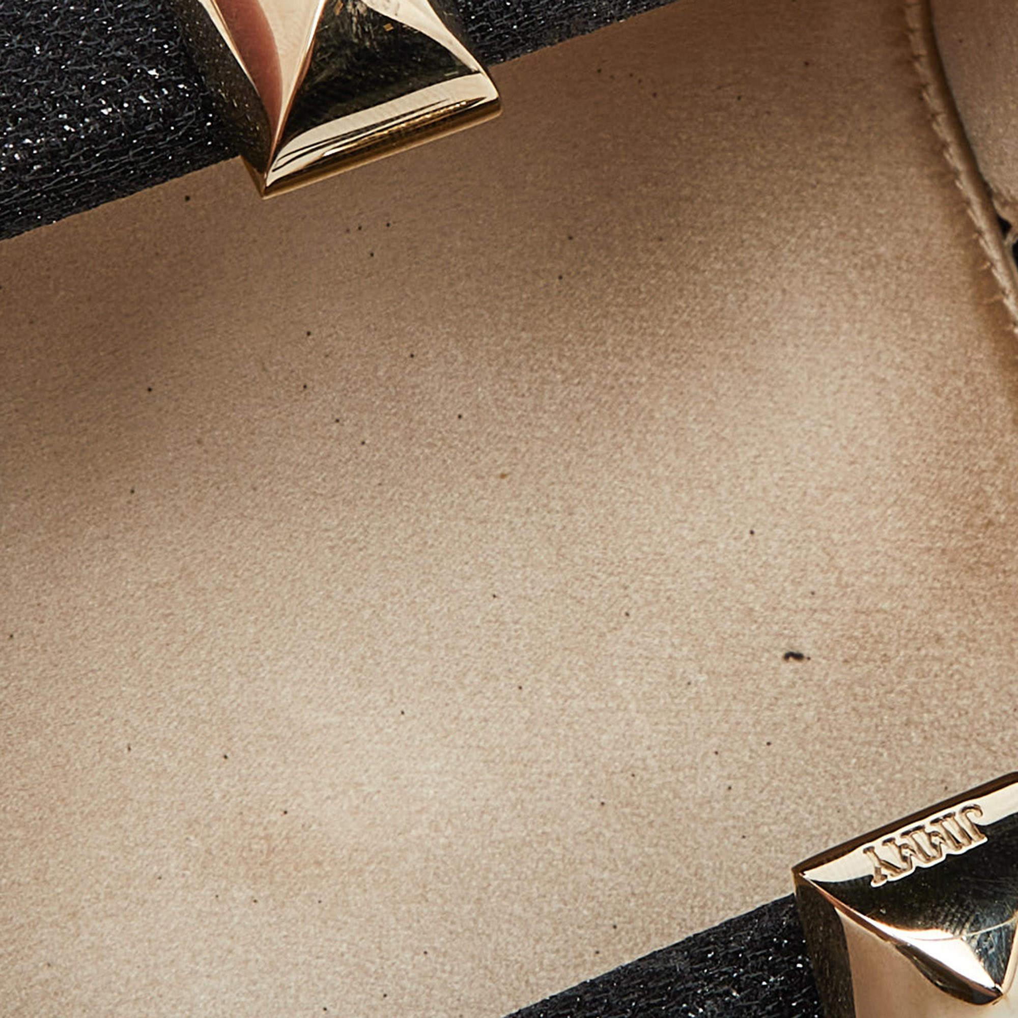 Jimmy Choo - Pochette con cornice in tessuto lurex nero in vendita 2