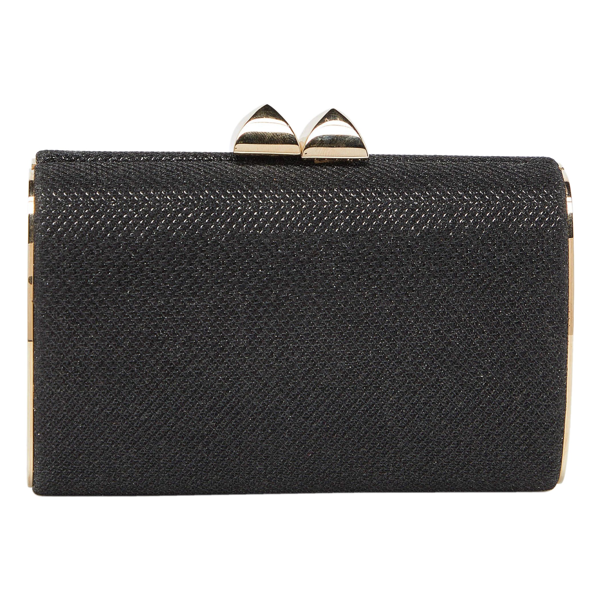 Jimmy Choo Schwarze Clutch mit Lurex-Rahmen aus Stoff