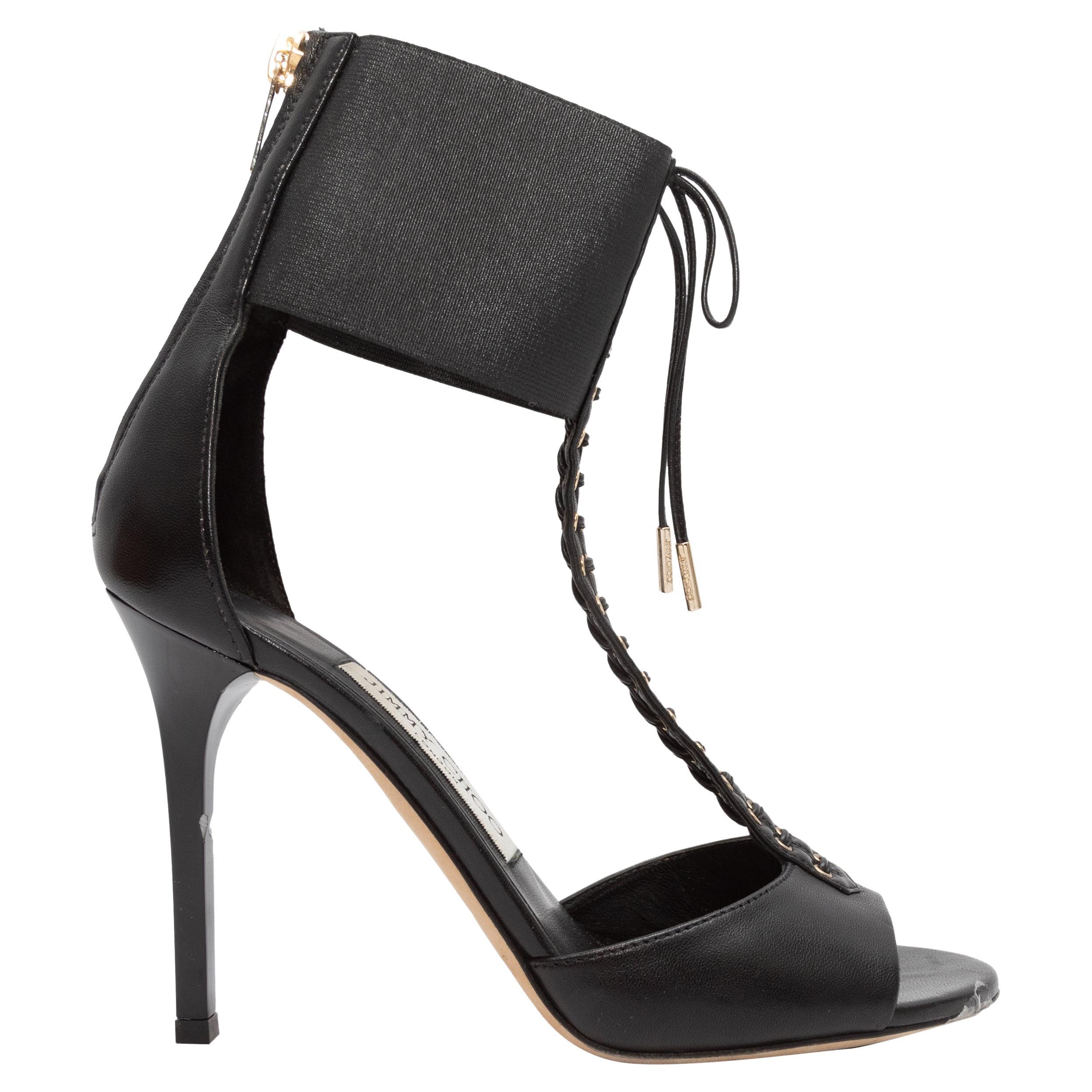 Jimmy Choo Black Gladiator Heeled Sandals For Sale at 1stDibs
