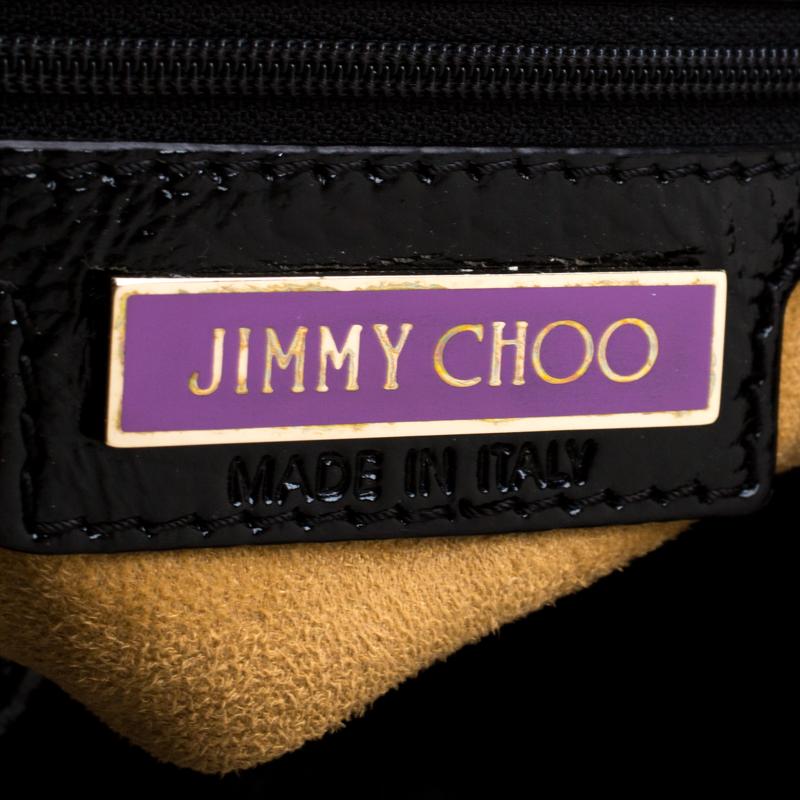 Jimmy Choo Black Glazed Leather and Suede Marla Satchel 2