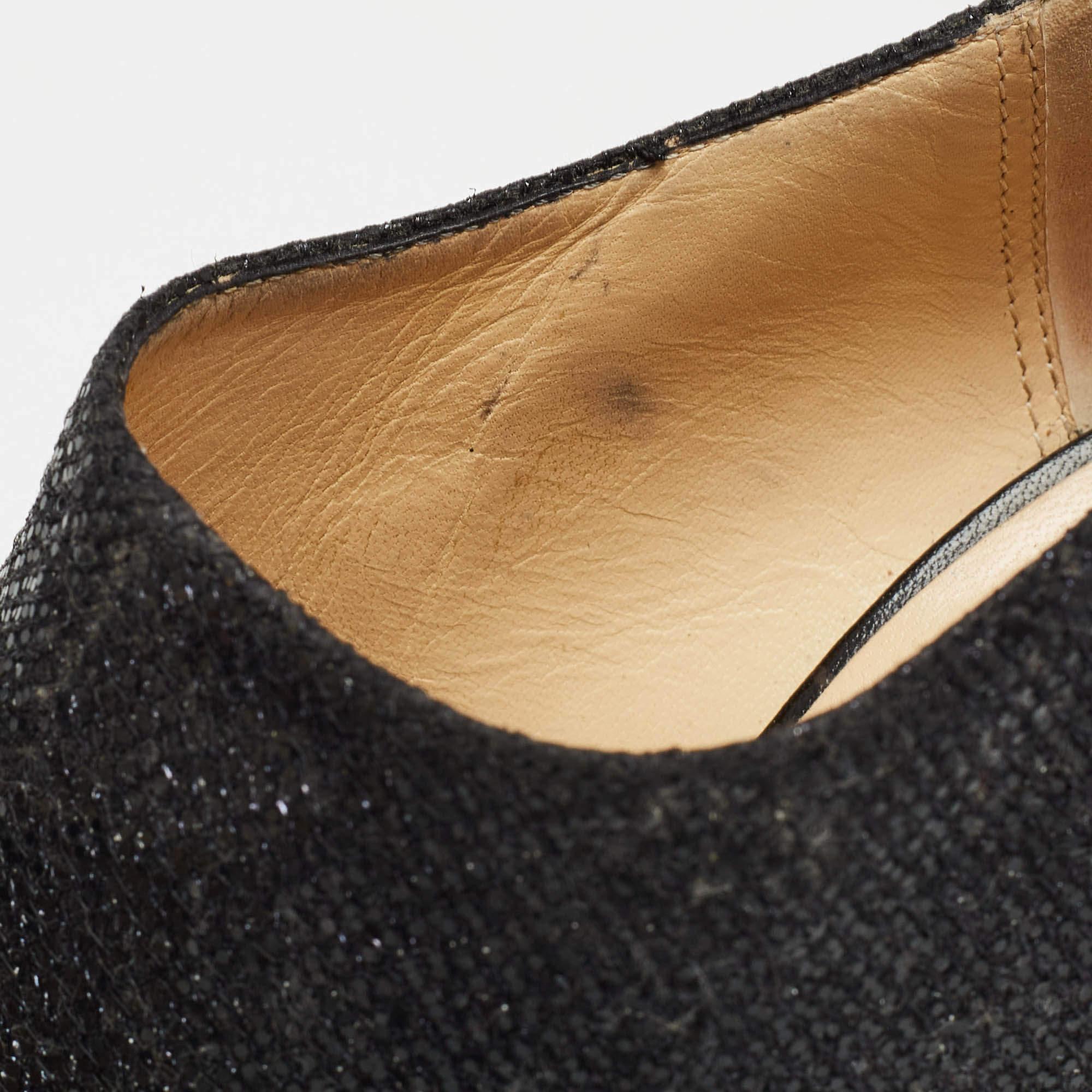 Jimmy Choo Black Glitter and Leather Hector Booties Size 37 For Sale 4