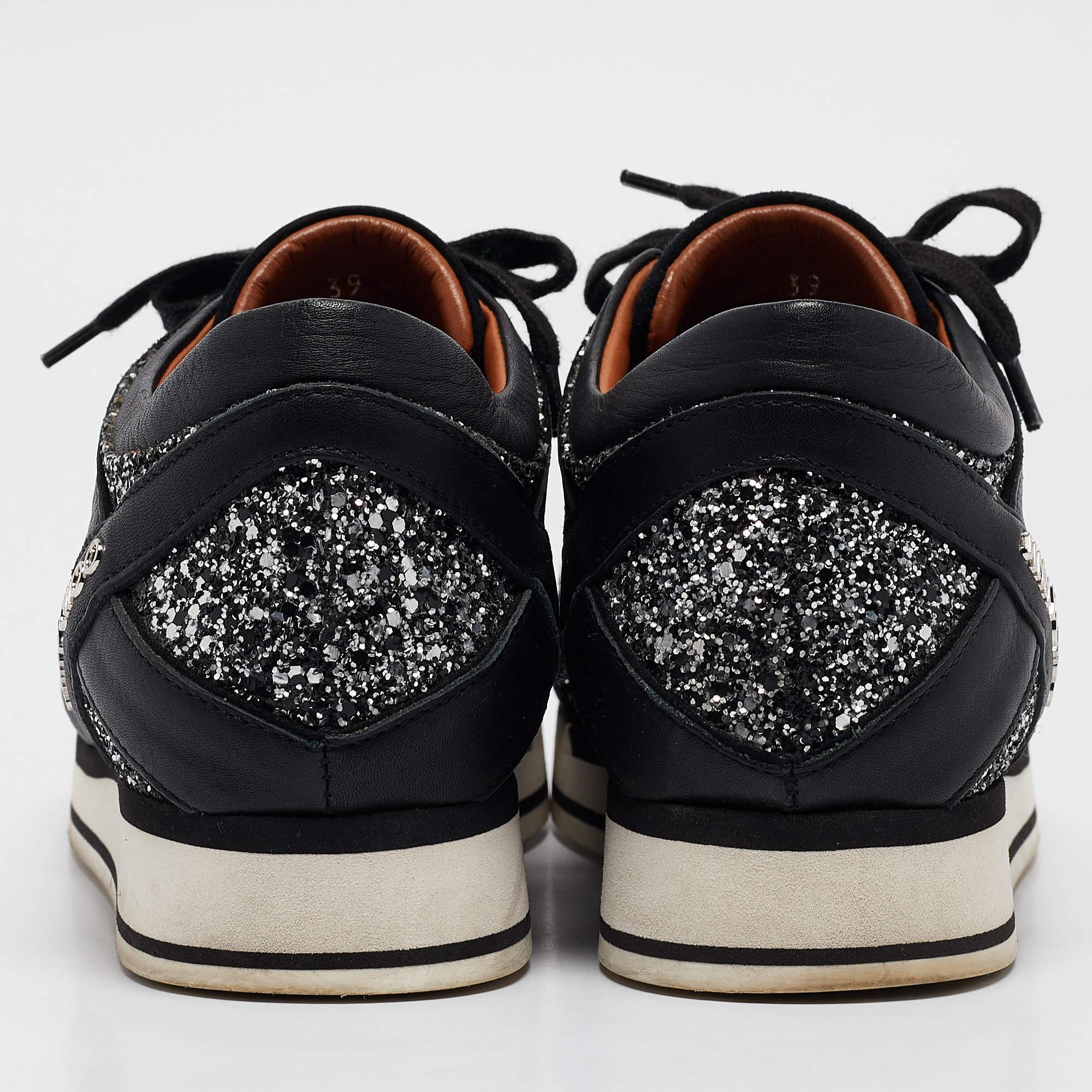Donna Jimmy Choo - Sneakers basse in camoscio e glitter nero 39 in vendita