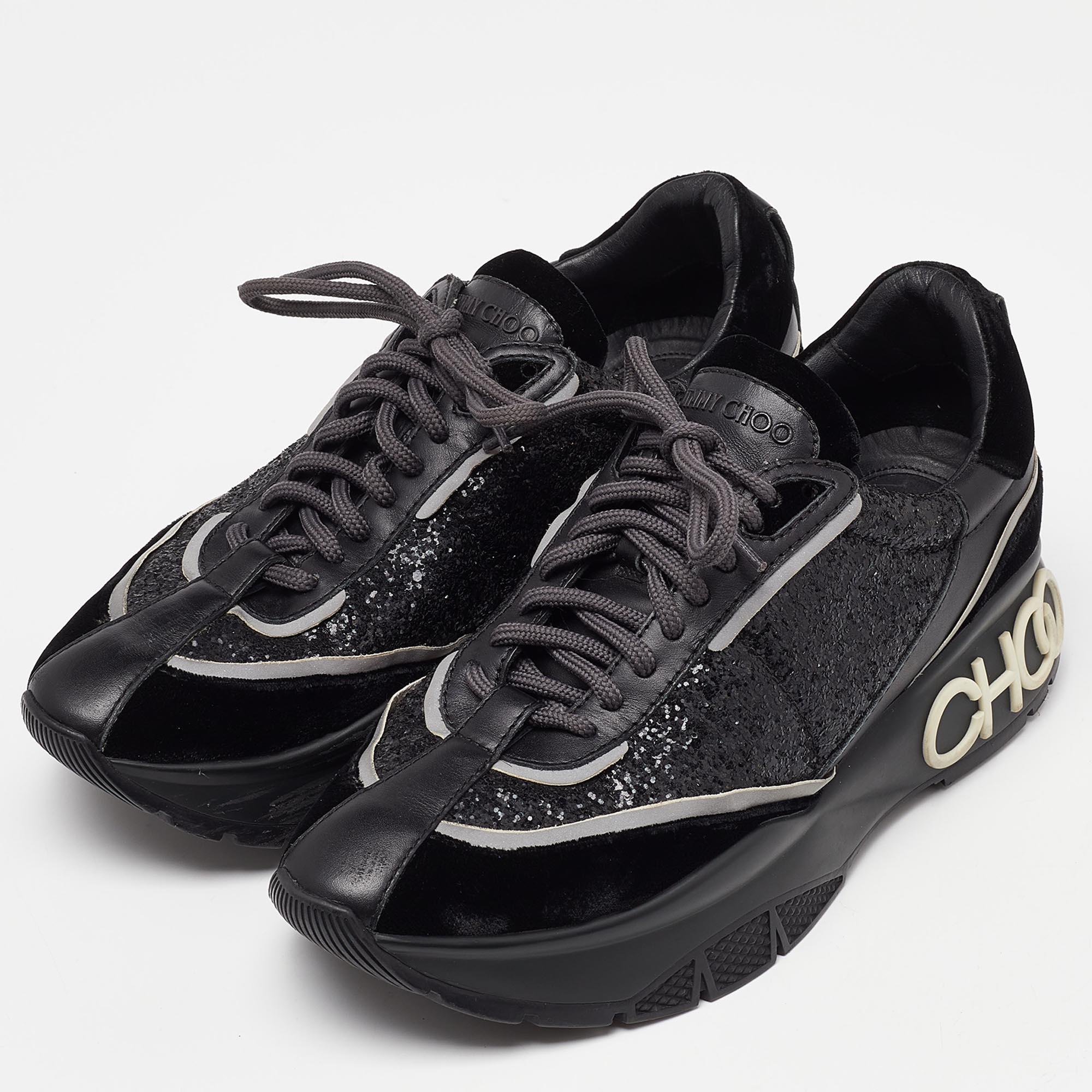 Elevate your footwear game with these Jimmy Choo sneakers. Combining high-end aesthetics and unmatched comfort, these sneakers are a symbol of modern luxury and impeccable taste.