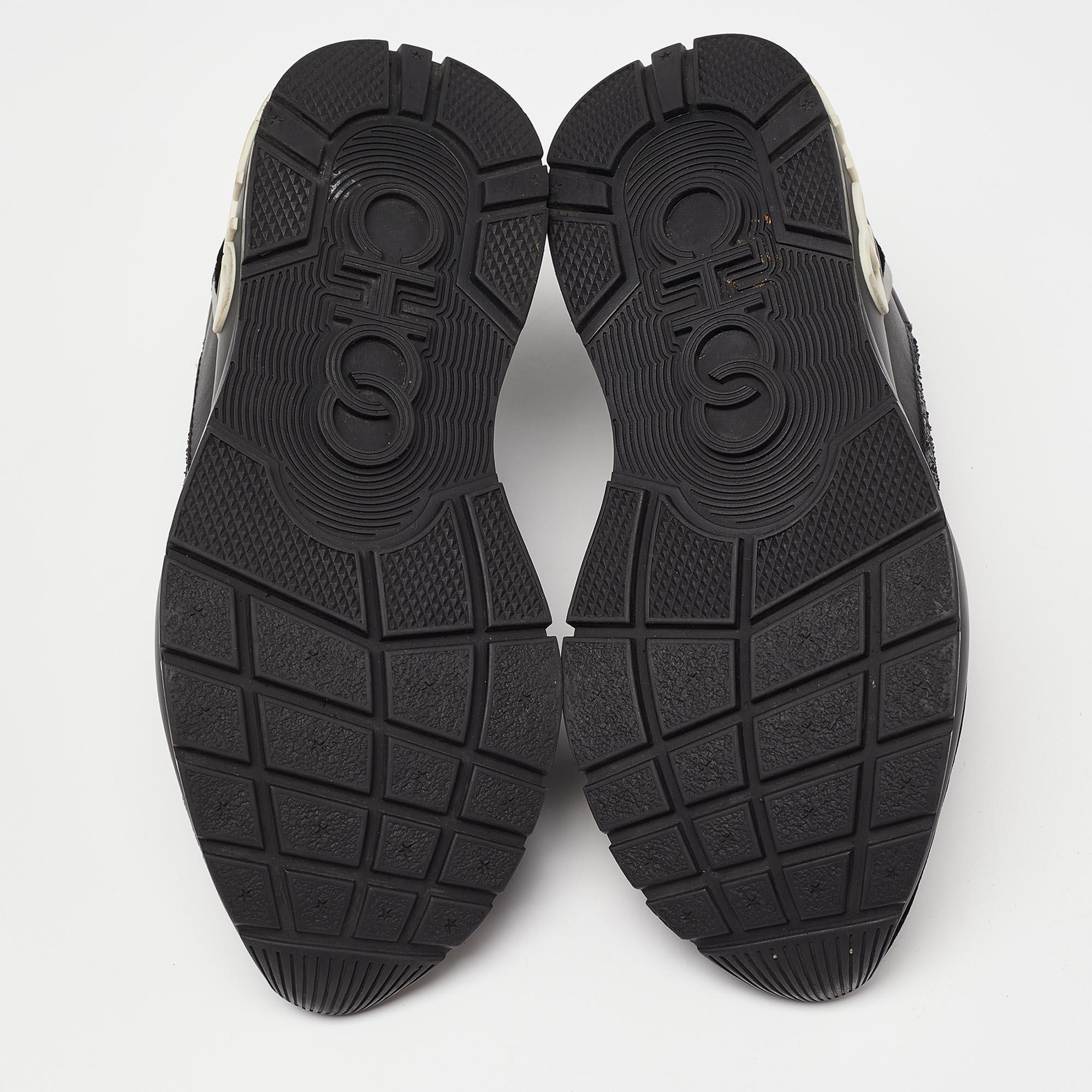 Jimmy Choo Black Glitter and Velvet Raine Sneakers Size 40 2