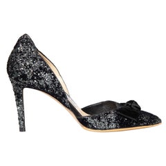 Jimmy Choo Black Glitter Bow Accent D‚AoOrsay Heels Size IT 34