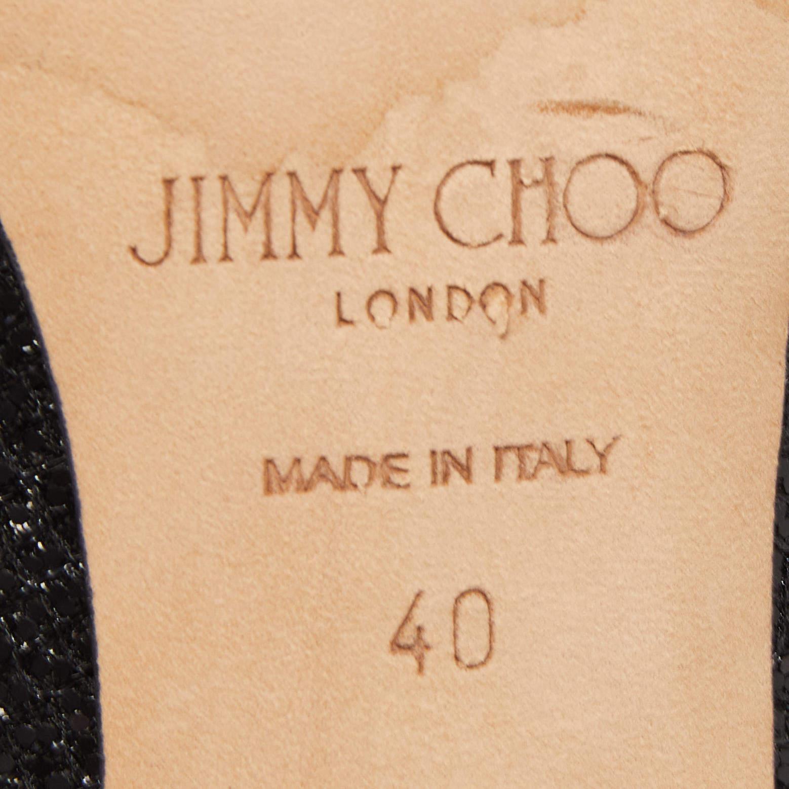 Jimmy Choo Black Glitter Fabric Marvel Pumps  For Sale 4