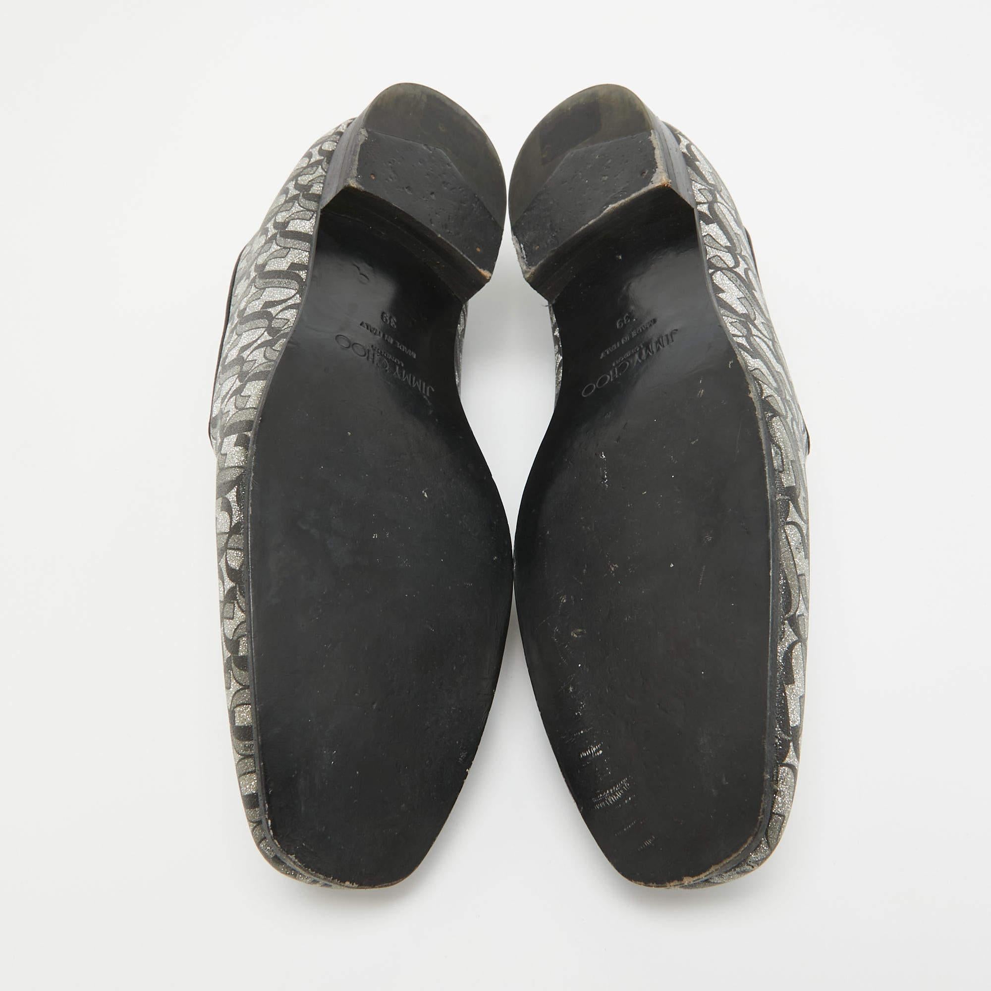 Jimmy Choo Black Glitter Fabric Sache JC Monogram Smoking Slippers Size 39 For Sale 2