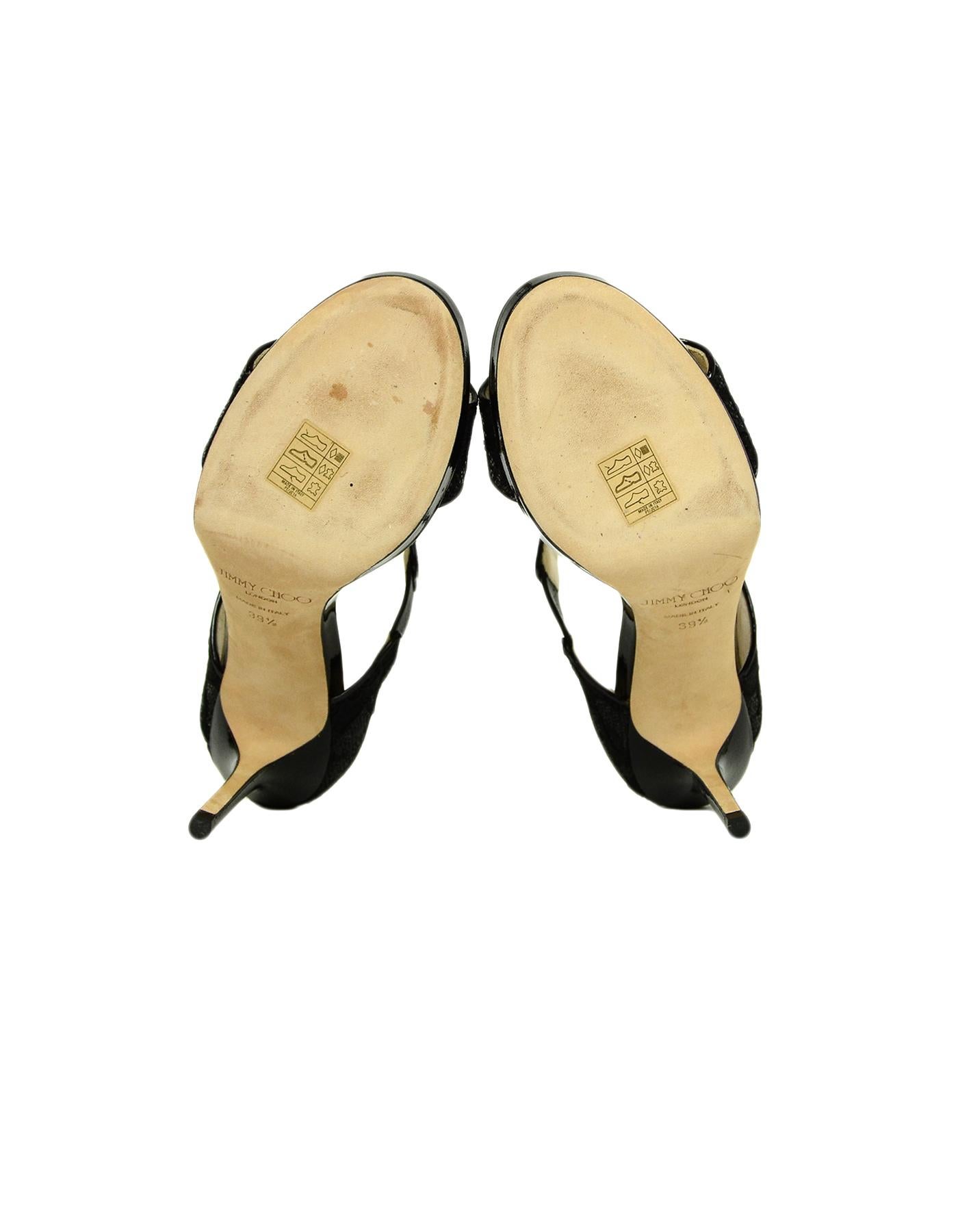 Jimmy Choo Black Glitter Lace Sandals sz 39.5 1