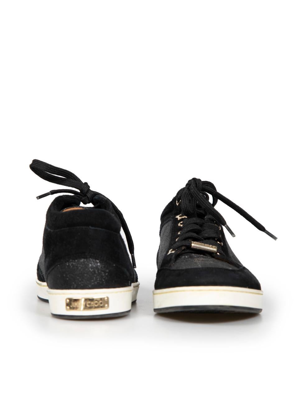 Jimmy Choo Black Glitter Miami Trainers Size IT 36 In Good Condition For Sale In London, GB