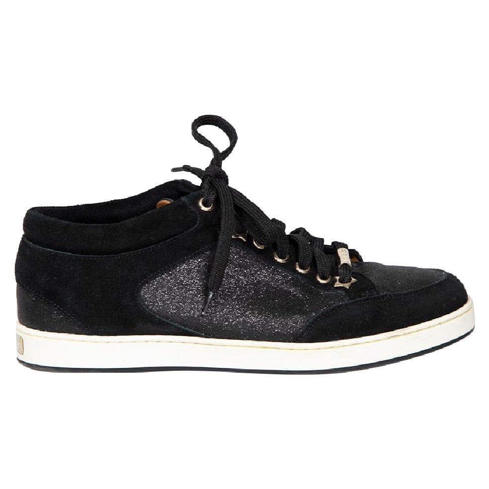 Jimmy Choo Black Glitter Miami Trainers Size IT 36 For Sale