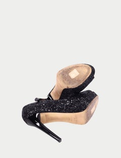 Jimmy Choo Black Glitter Platform Pumps - EU 37.5