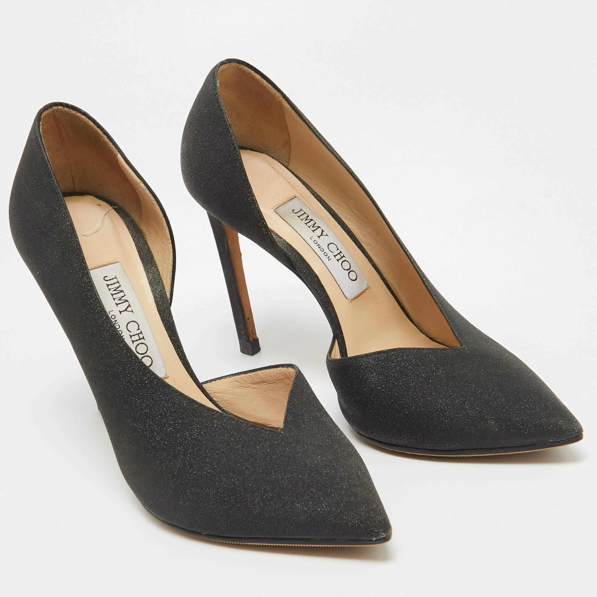 Women's Jimmy Choo Black Glitter Sophia Pumps Size 36.5 For Sale