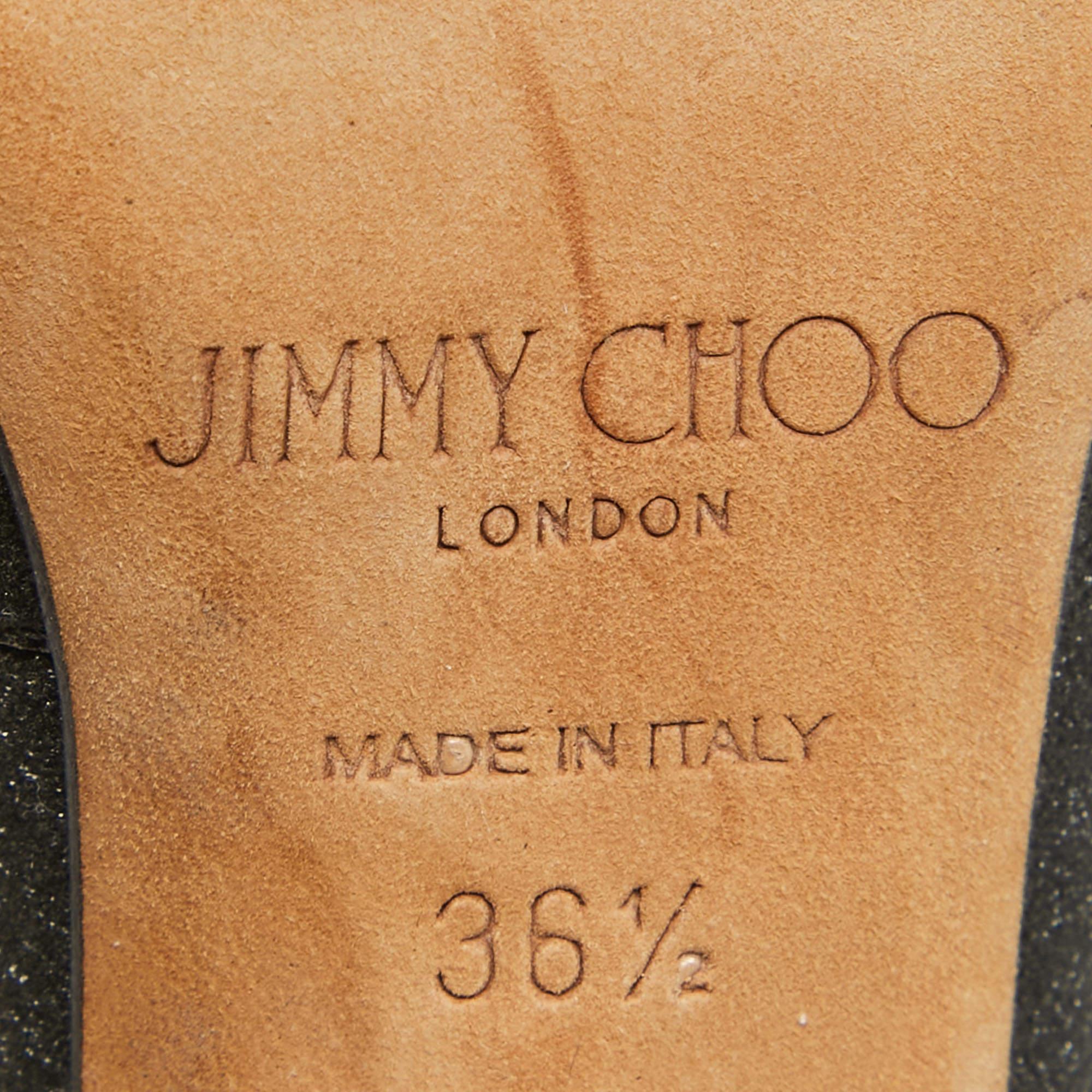 Jimmy Choo Black Glitter Sophia Pumps Size 36.5 For Sale 3