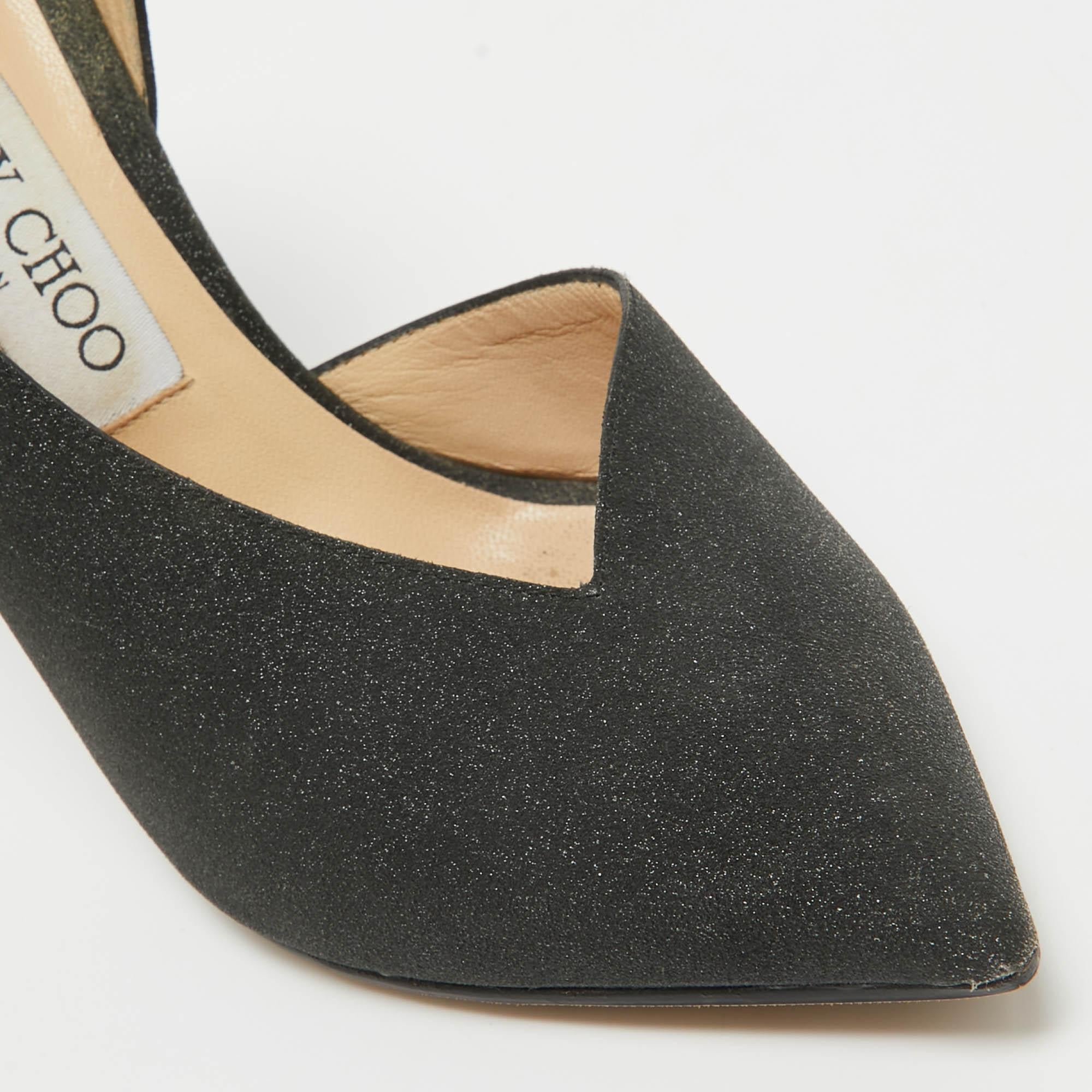 Jimmy Choo Black Glitter Sophia Pumps Size 36.5 For Sale 4
