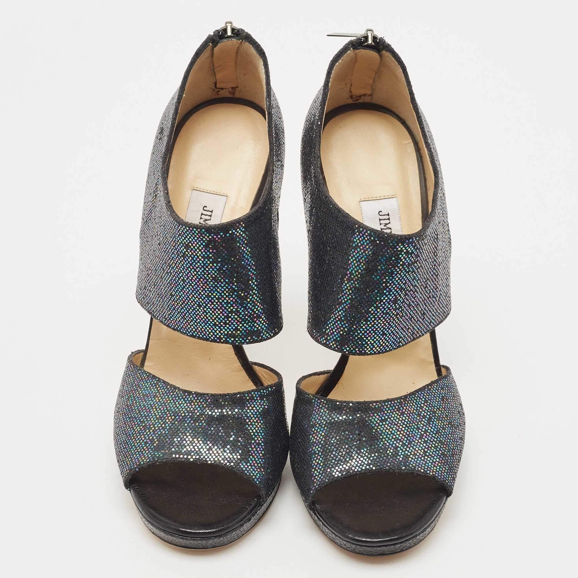 Noir Jimmy Choo - Escarpins en daim pailleté noir Taille 39 en vente