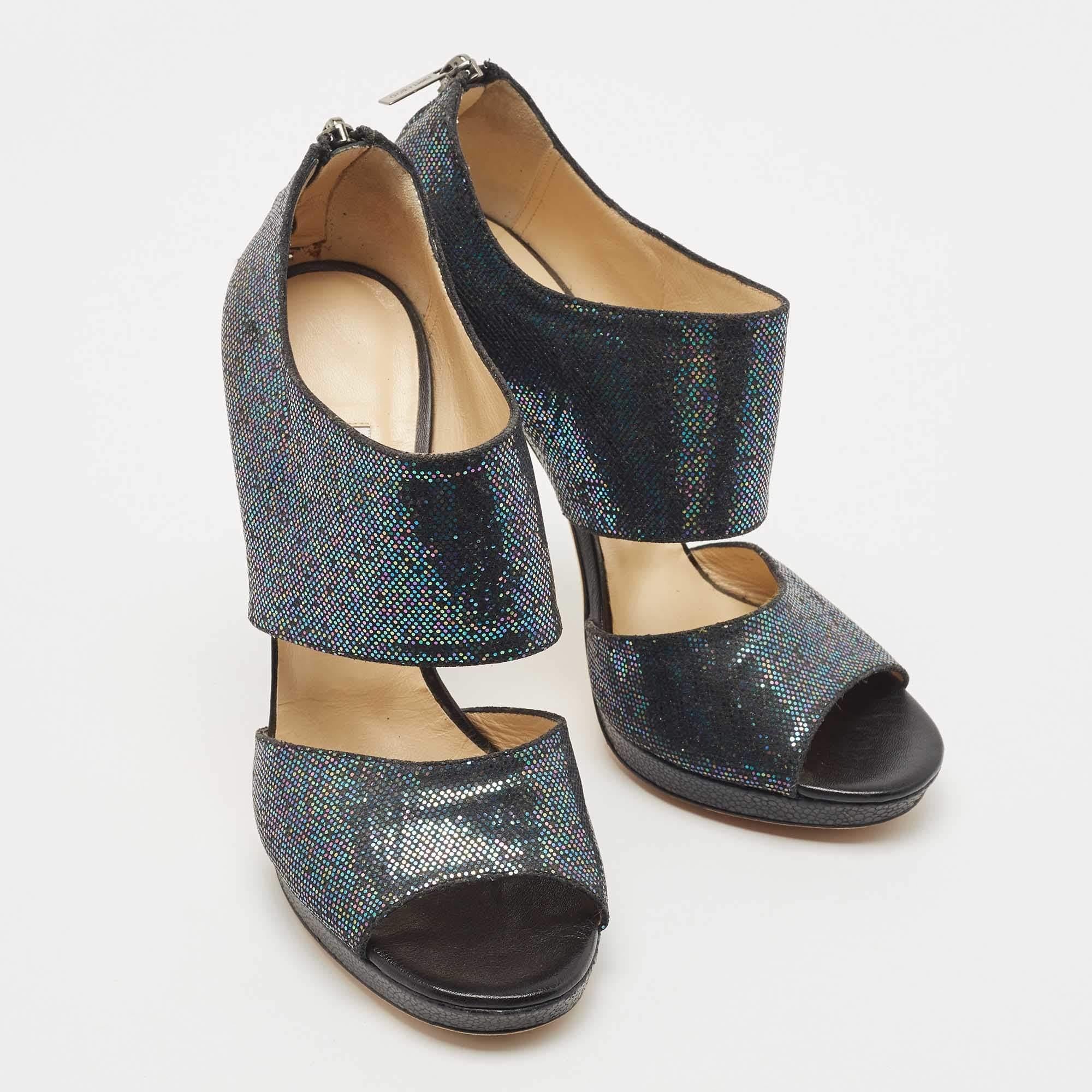 Jimmy Choo - Escarpins en daim pailleté noir Taille 39 Bon état - En vente à Dubai, Al Qouz 2