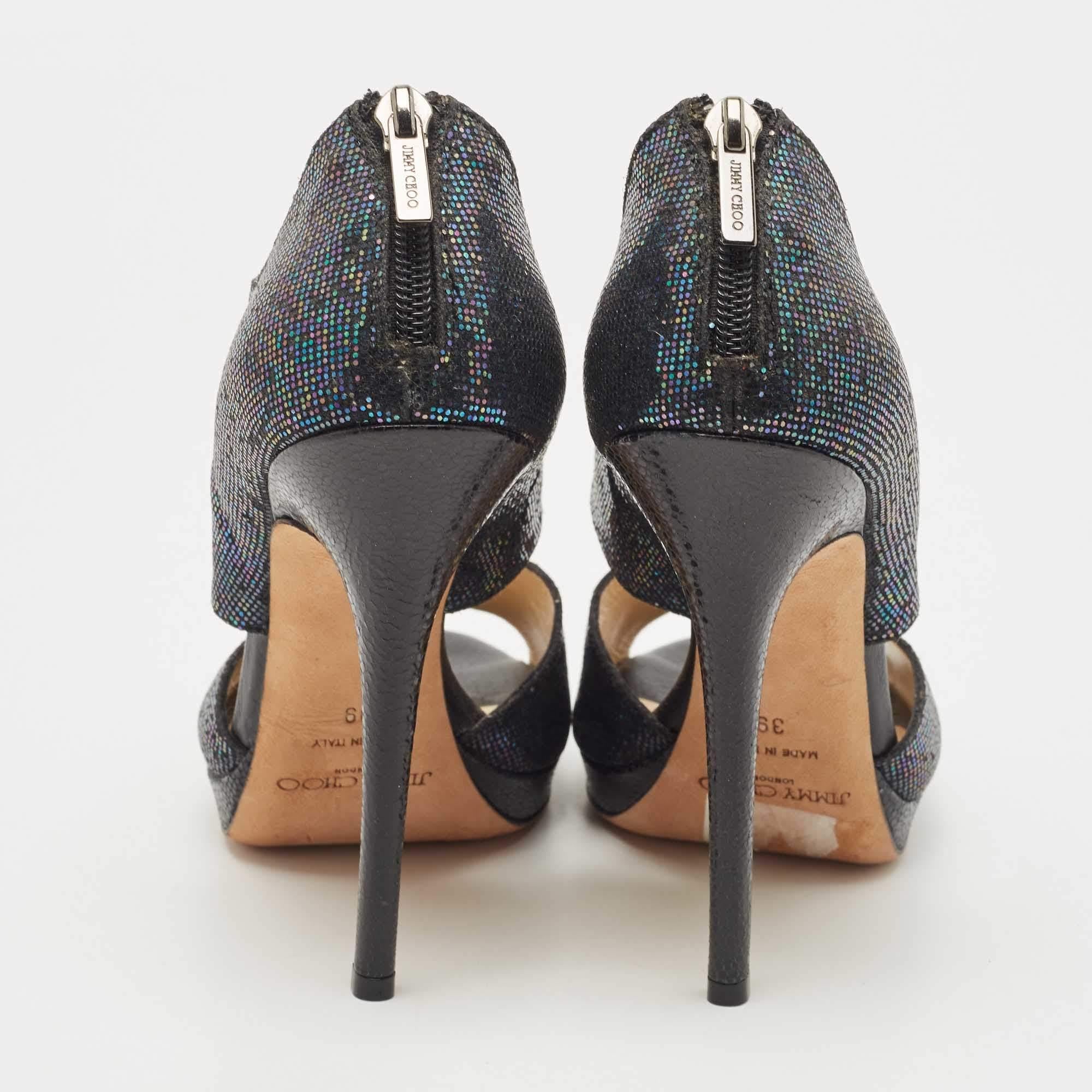 Jimmy Choo - Escarpins en daim pailleté noir Taille 39 Pour femmes en vente