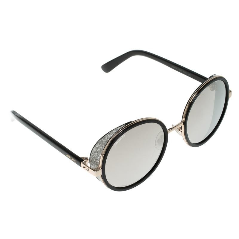 Jimmy Choo Black/Gold Mirror J7QM3 Andie Round Sunglasses