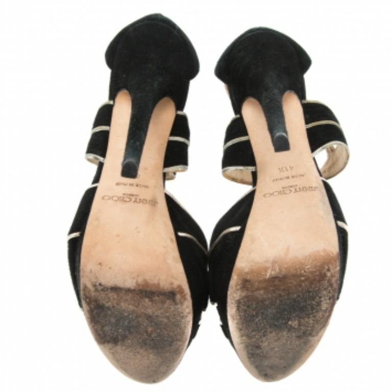 Noir Jimmy Choo Sandales Koko en daim et cuir noir/doré Taille 41.5