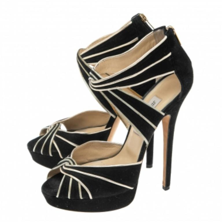  Jimmy Choo Sandales Koko en daim et cuir noir/doré Taille 41.5 Pour femmes 