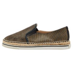 Jimmy Choo Black/Gold Suede Dawn Espadrille Sneakers Size 38.5