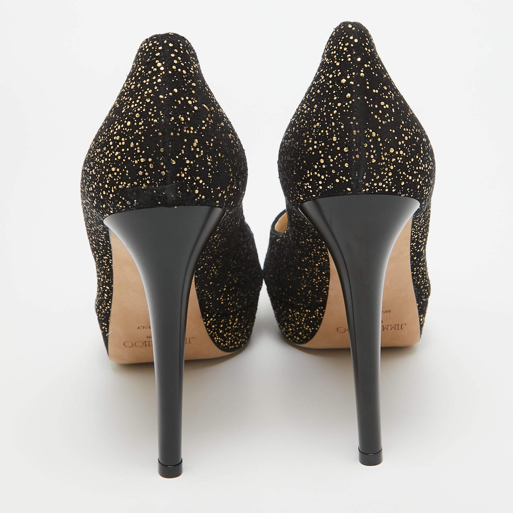 Jimmy Choo - Escarpins à plateforme en daim noir/doré - Taille 41 Pour femmes en vente