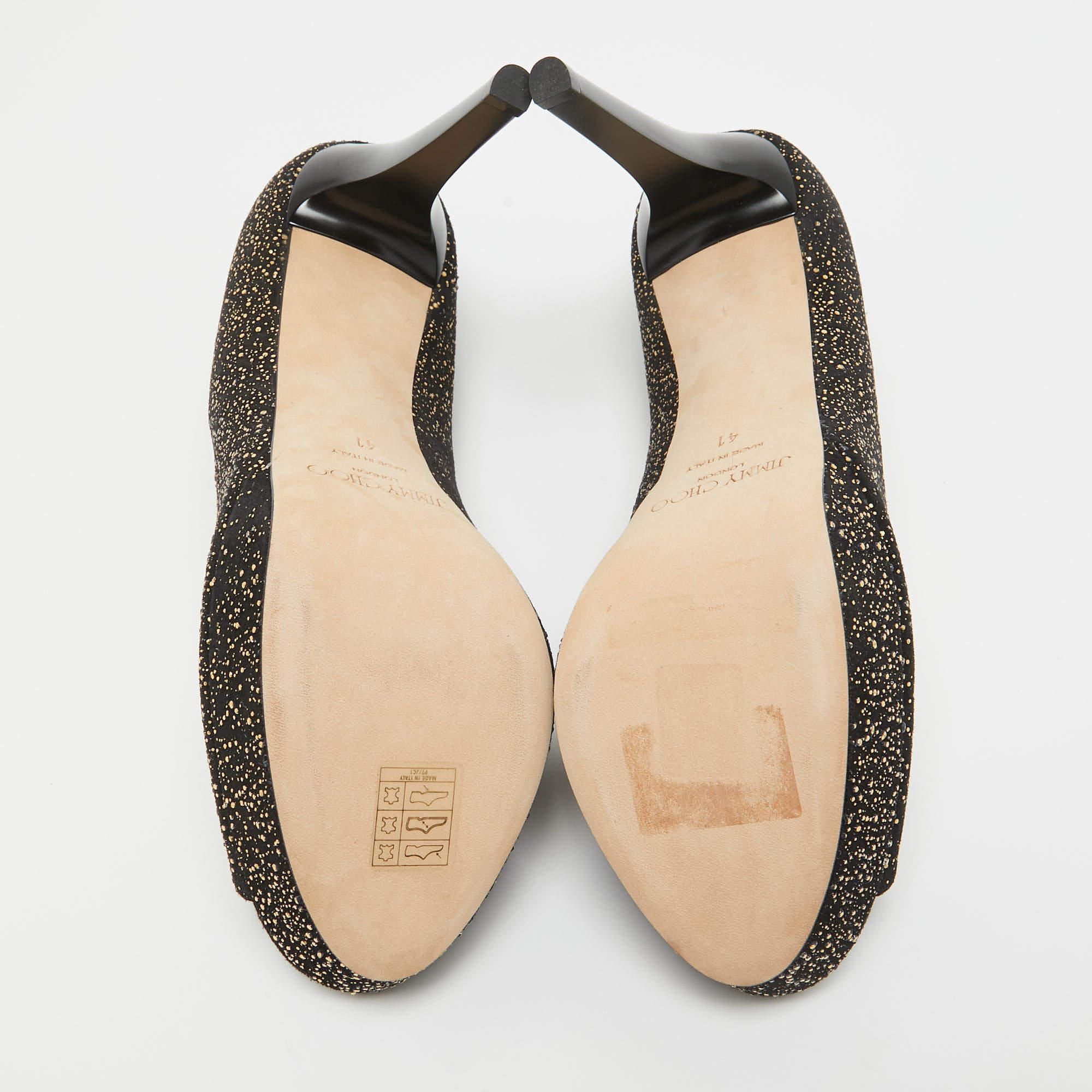 Jimmy Choo - Escarpins à plateforme en daim noir/doré - Taille 41 en vente 1