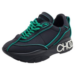 Jimmy Choo Black/Green Neoprene Raine Low Top Sneakers Size 37