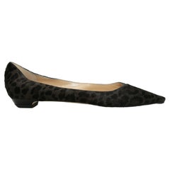 Jimmy Choo Black & Grey Leopard Print Ponyhair Flats