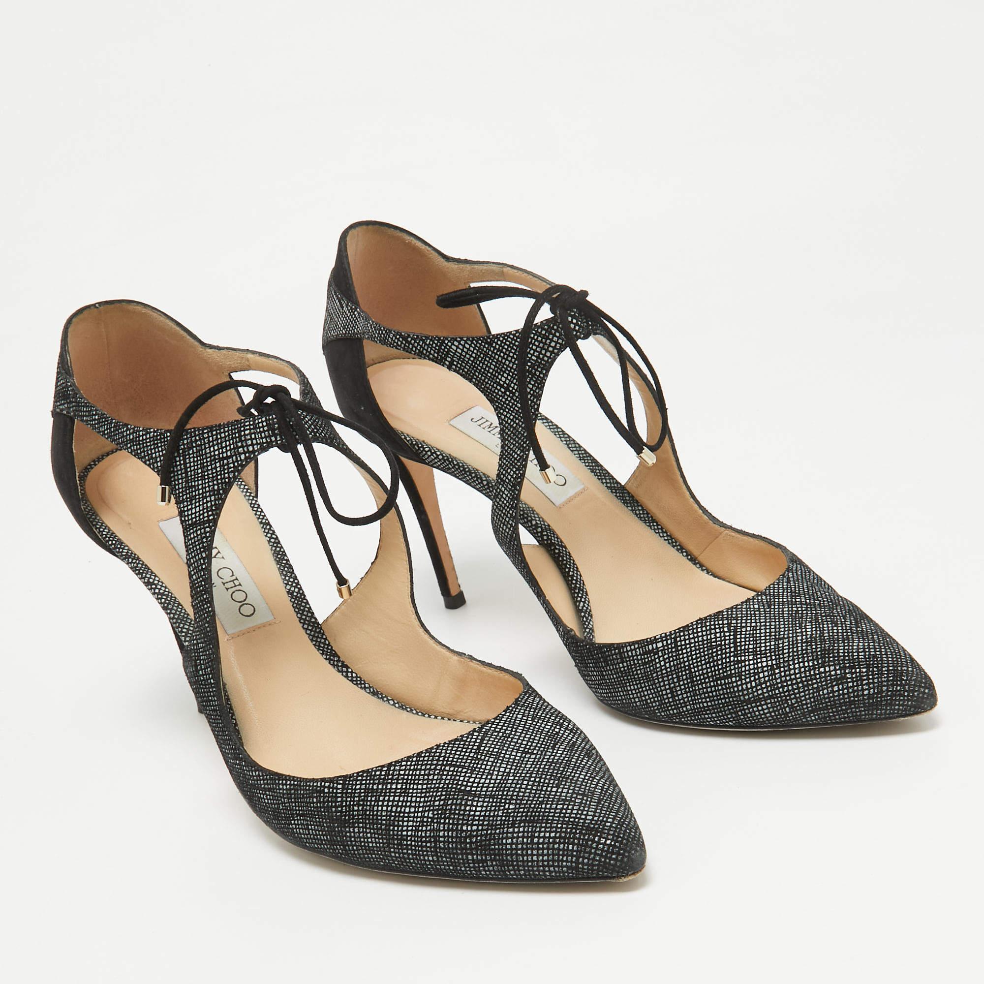 Women's Jimmy Choo Black/Grey Textured Suede Vanessa Pumps Size 42 For Sale