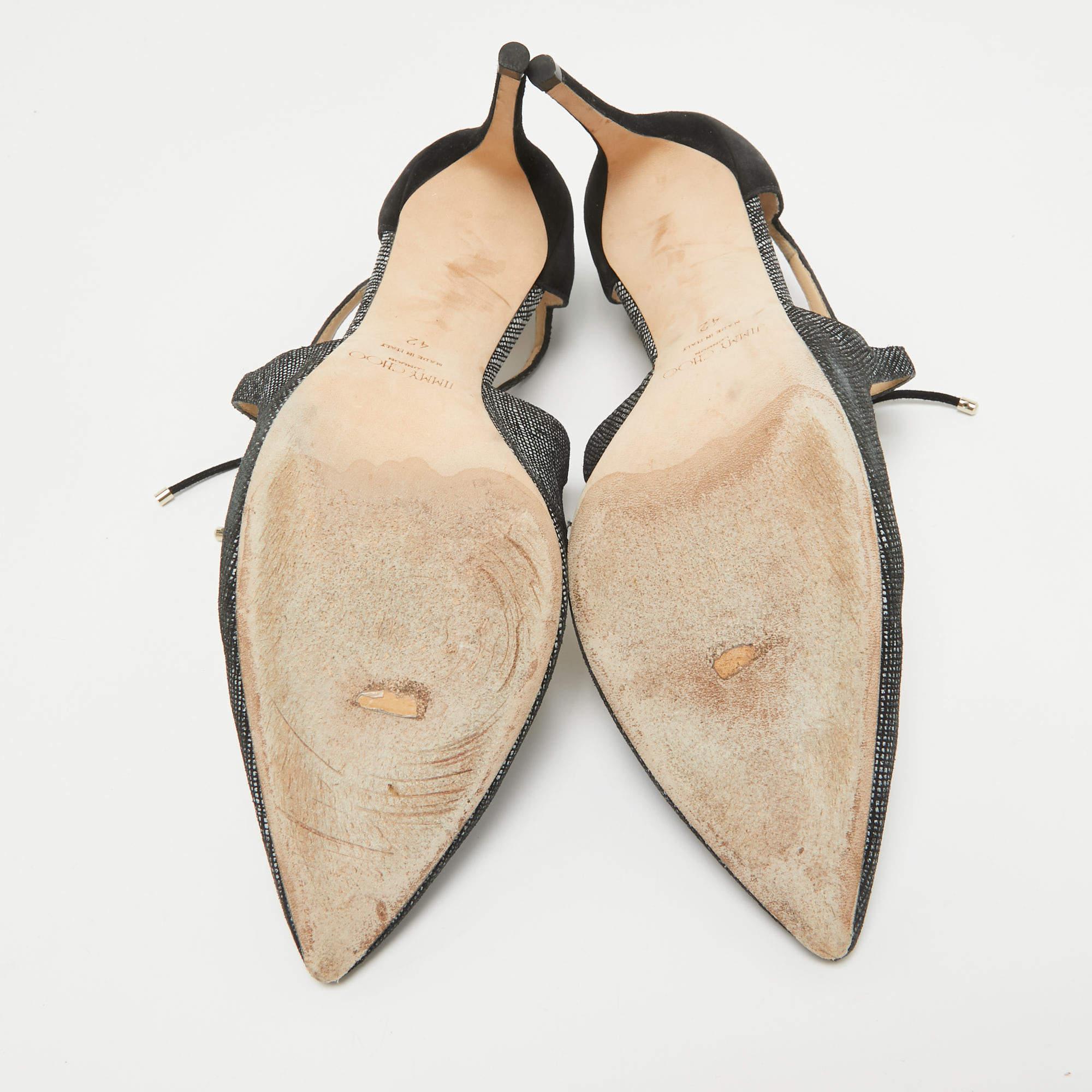 Jimmy Choo Black/Grey Textured Suede Vanessa Pumps Size 42 For Sale 2