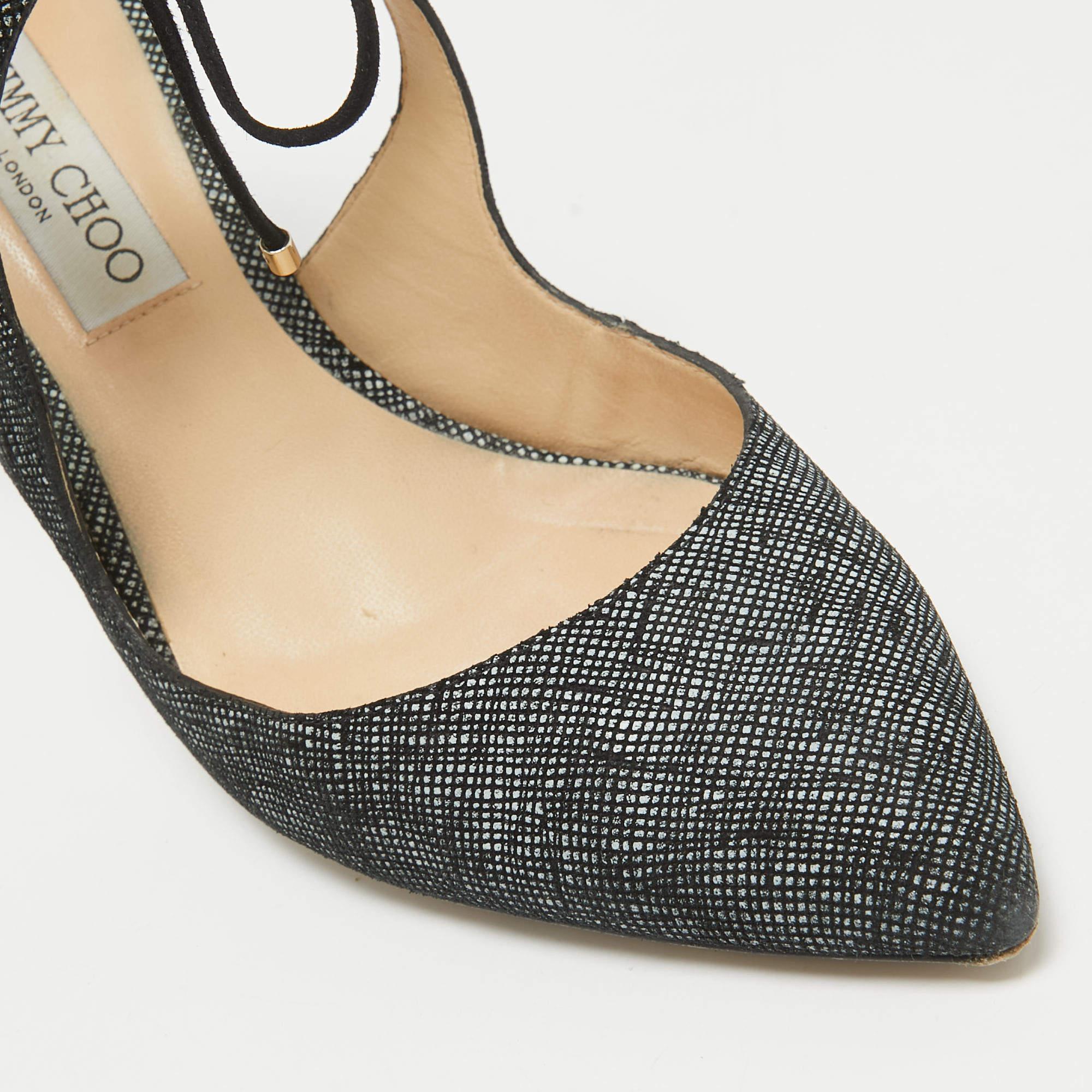 Jimmy Choo Black/Grey Textured Suede Vanessa Pumps Size 42 For Sale 3