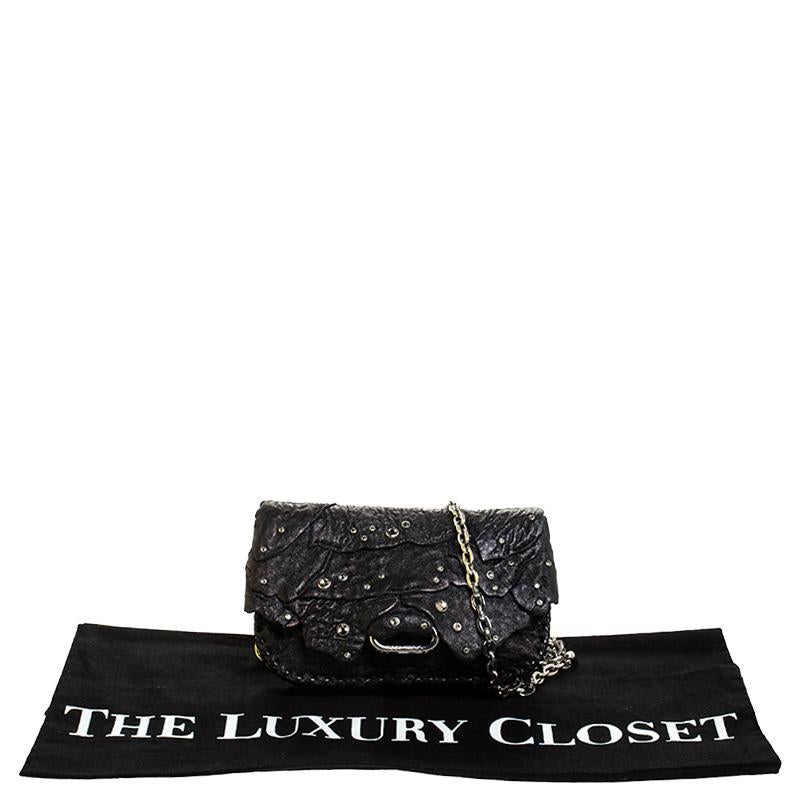 Jimmy Choo Black Jewel Embellished Leather Flap Chain Shoulder Bag 7