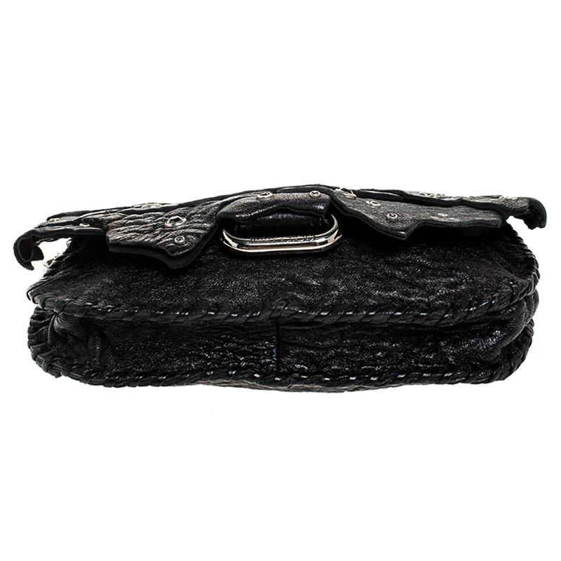 Jimmy Choo Black Jewel Embellished Leather Flap Chain Shoulder Bag 1
