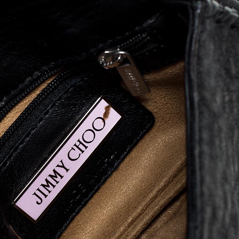 Jimmy Choo Black Jewel Embellished Leather Flap Chain Shoulder Bag 2