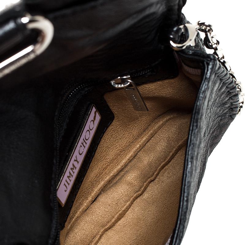 Jimmy Choo Black Jewel Embellished Leather Flap Chain Shoulder Bag 5