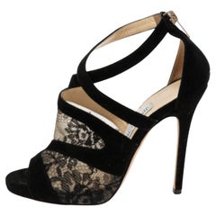 Jimmy Choo - Sandales Flyte noires en dentelle et daim, taille 36,5