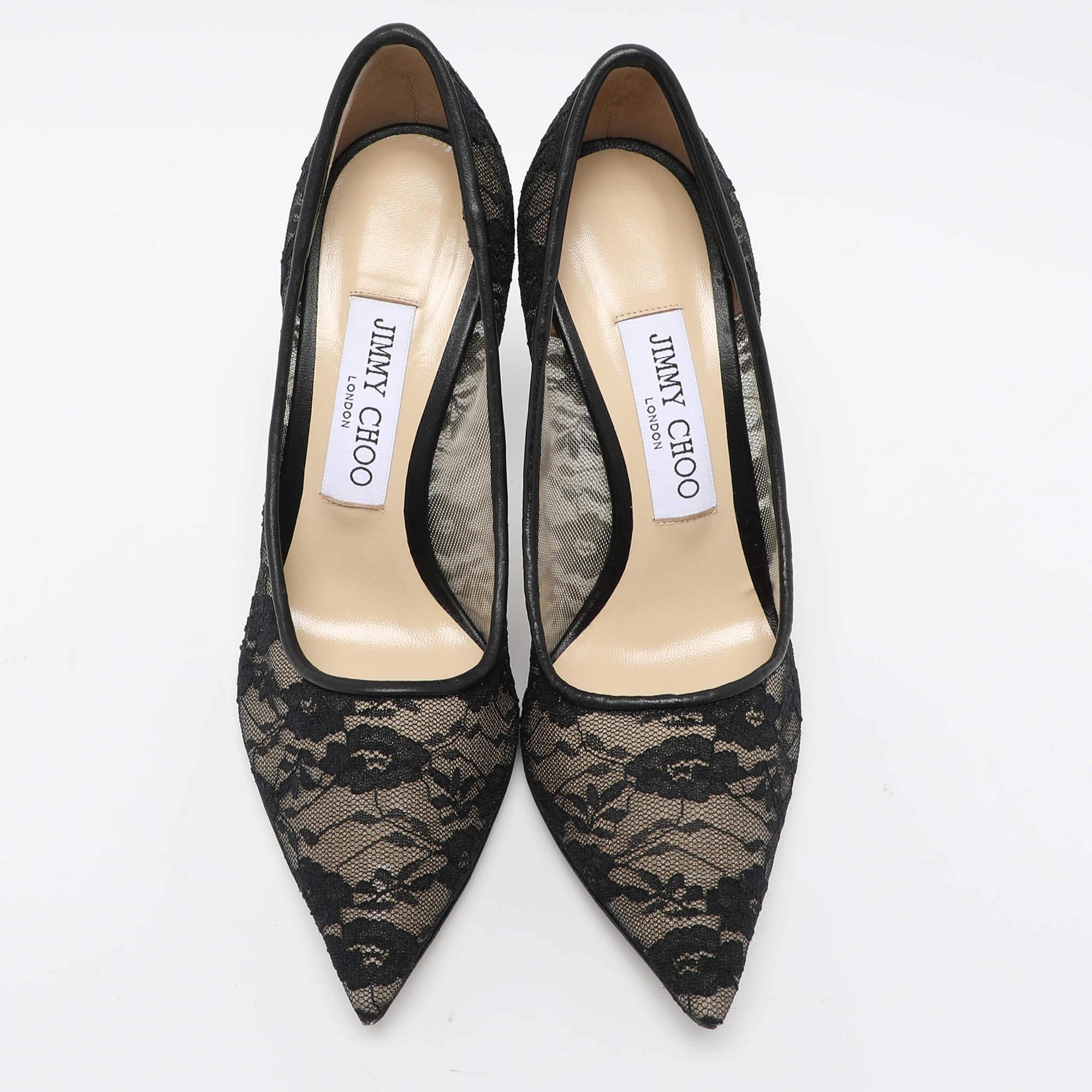 Jimmy Choo Black Lace Love Pumps Size 36.5 In New Condition In Dubai, Al Qouz 2