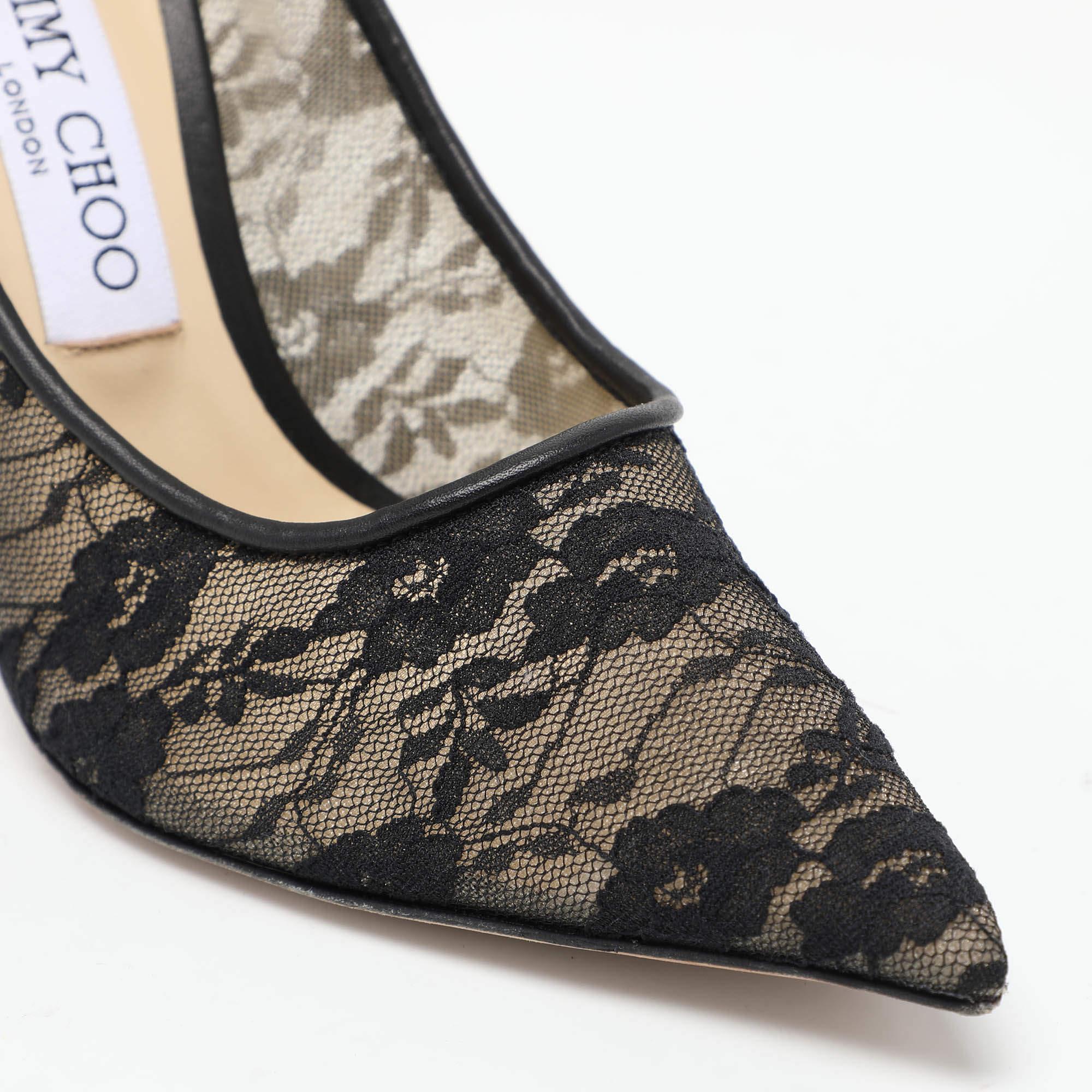 Jimmy Choo Black Lace Love Pumps Size 36.5 3