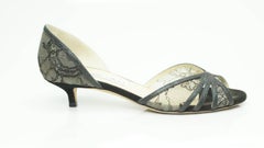 Jimmy Choo BLACK lace peep toe w/ kitten heel Shoes-37
