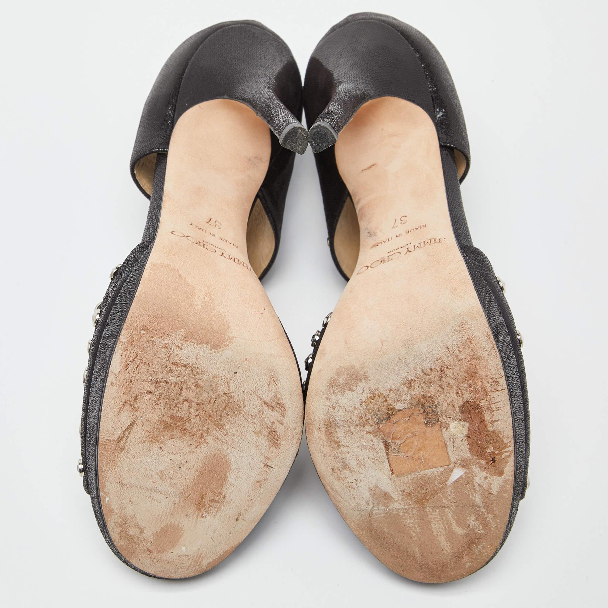 Jimmy Choo Sandali Bonnie in pelle scamosciata laminata nera misura 37 in vendita 1