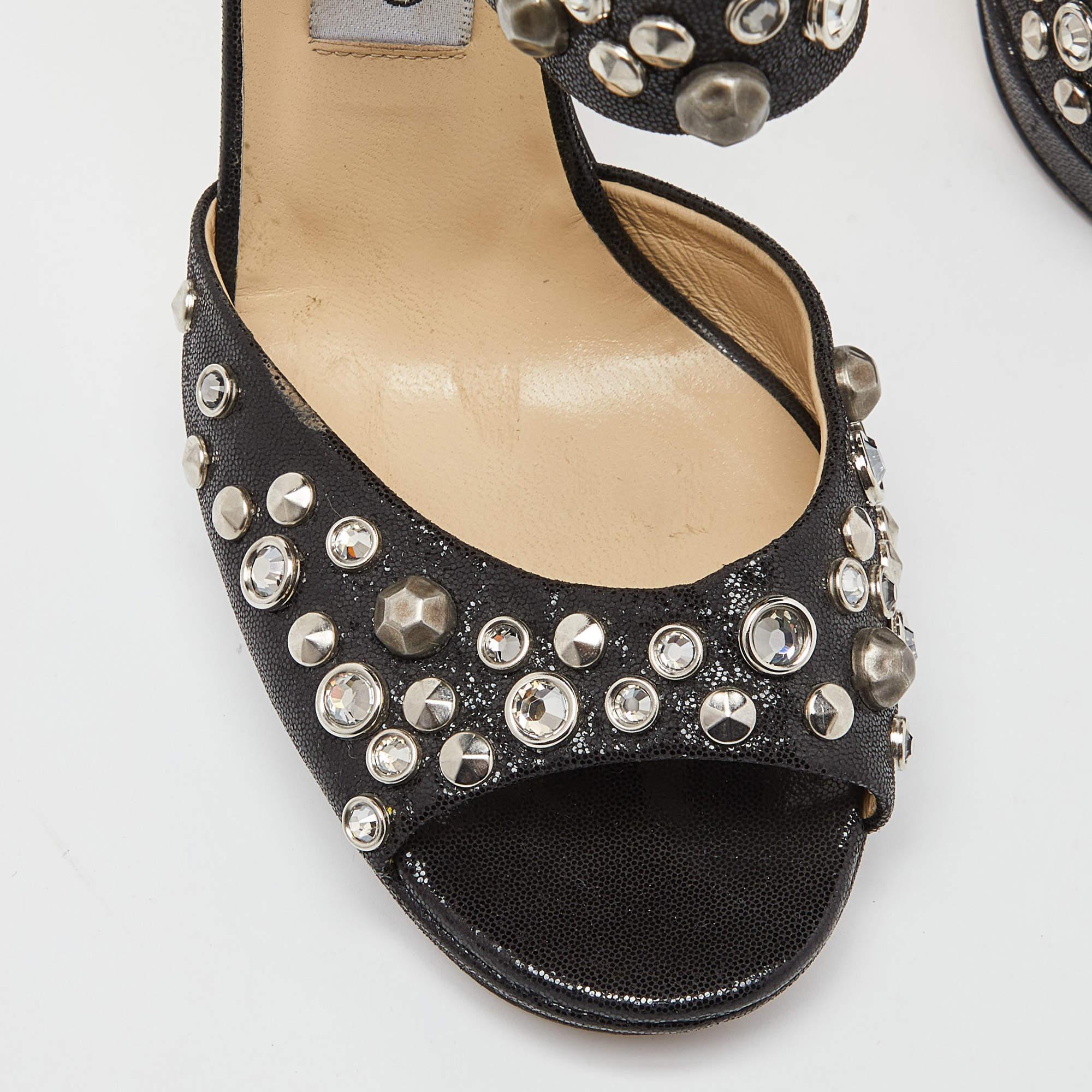 Jimmy Choo Sandali Bonnie in pelle scamosciata laminata nera misura 37 in vendita 2