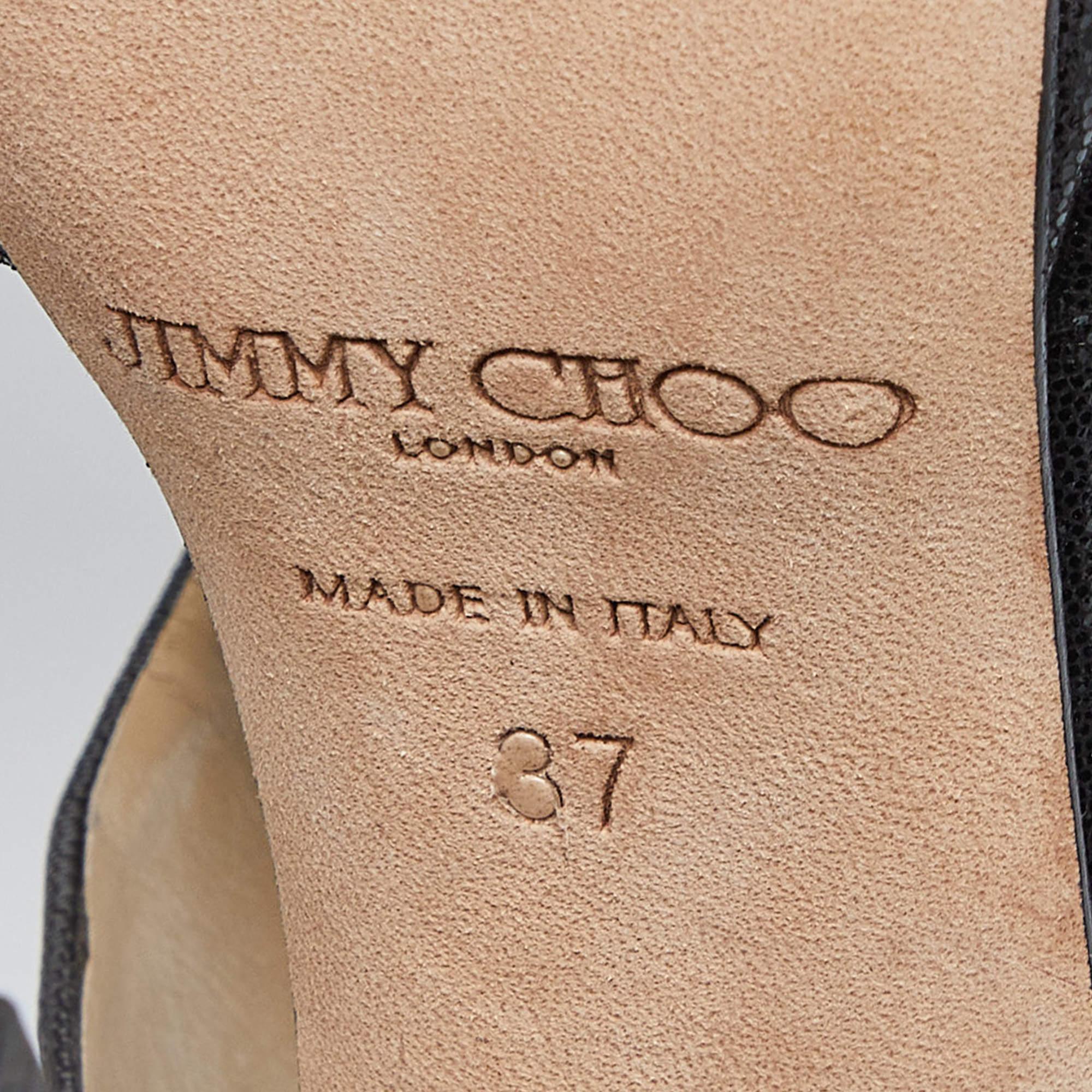 Jimmy Choo Sandali Bonnie in pelle scamosciata laminata nera misura 37 in vendita 3