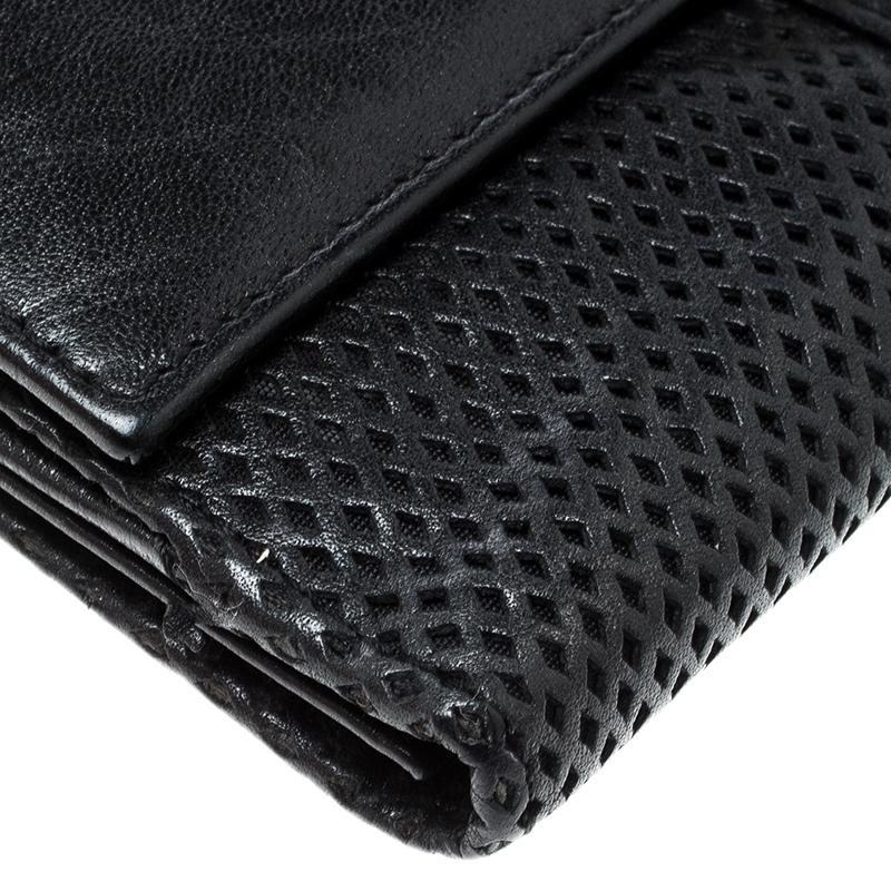 Jimmy Choo Black Laser Cut Leather Uma Wallet 5