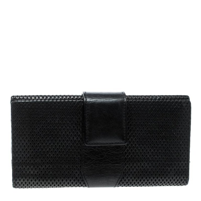 Jimmy Choo Black Laser Cut Leather Uma Wallet For Sale at 1stDibs