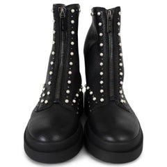 JIMMY CHOO black leather 2023 NOLA STUDDED COMBAT Boots Shoes 37