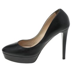 Jimmy Choo Black Leather Alex Platform Pumps Size 37