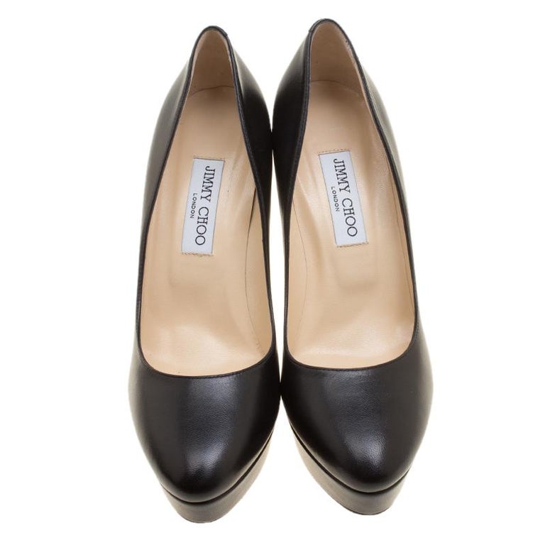 Jimmy Choo Black Leather Alex Platform Pumps Size 41 For Sale at 1stDibs