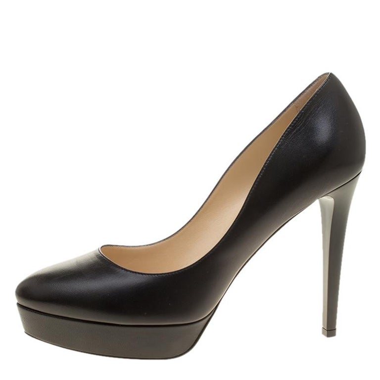 Jimmy Choo Black Leather Alex Platform Pumps Size 41 For Sale at 1stDibs